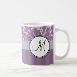 Testar & randar för lavendel blom- med monogramen kaffemugg