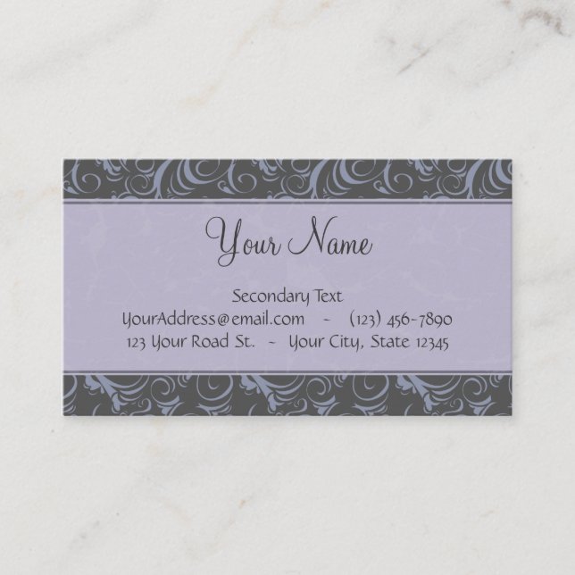 Testar & randar för lavendelgrå färg blom- med visitkort (Framsida)