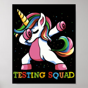 Testdag Dabbing Unicorn Testing Squad Girls. Poster