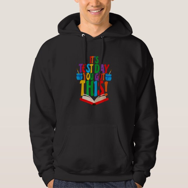 Testdag Det är testdagen du Har lärarstu Hoodie (Framsida)