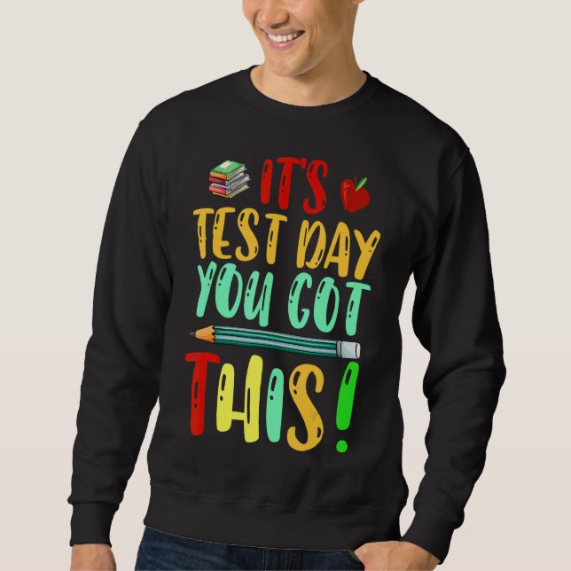 Testdag Det är testdagen du Har lärarstu Lång Ärmad Tröja (Framsida)