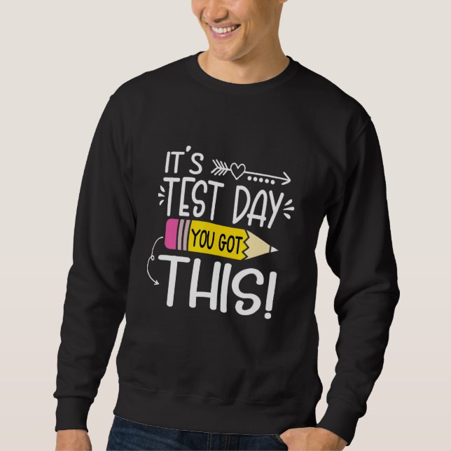 Testdag Det är testdagen du Har lärarstu Lång Ärmad Tröja (Framsida)