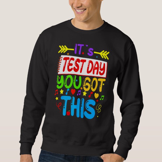 Testdag Det är testdagen du Har lärarstu Lång Ärmad Tröja (Framsida)