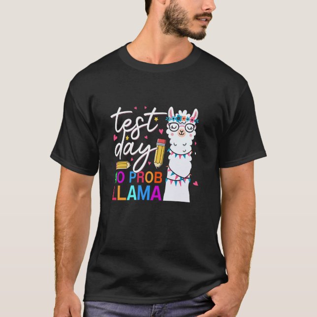 Testdag Ingen Prob-llama Lärare Elev Testdag T Shirt (Framsida)