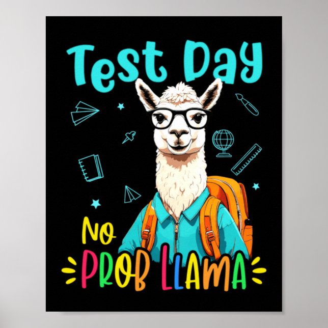 Testdag Inget Problem Lama Söt Elev Design Poster (Framsidan)