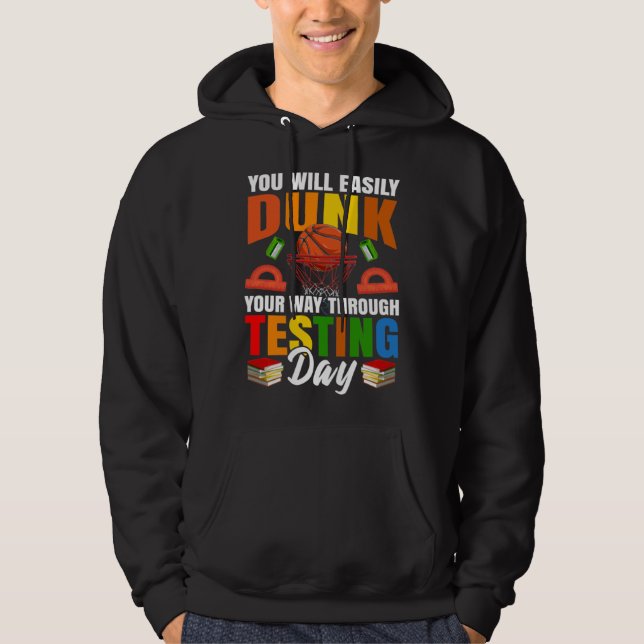Testdag Lärare Basket Dunk Testdag Undervisa Hoodie (Framsida)