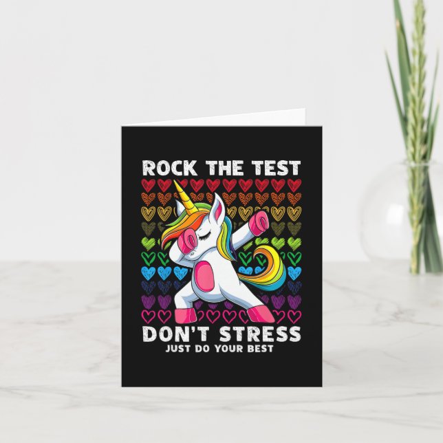 Testdag Rock Testet Dabba Enhörning Pojkar Flickor Kort (Framsida)