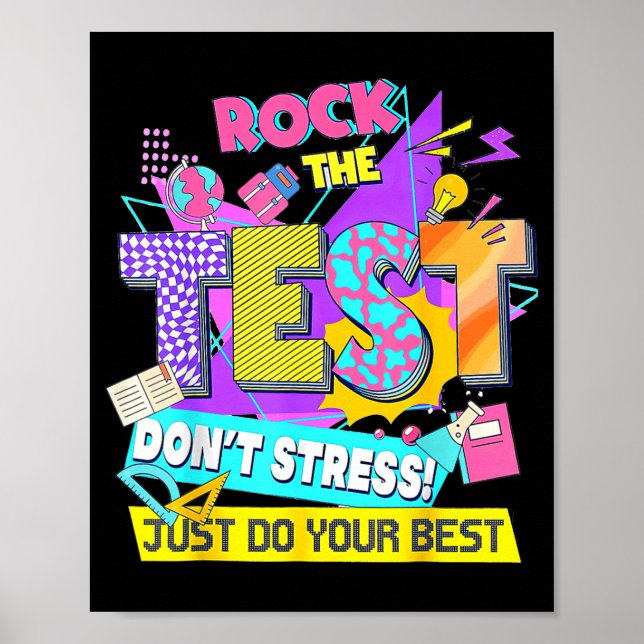 Testdag, Rock Testet Stressa Inte Utan Gör Ditt Bä Poster (Framsidan)
