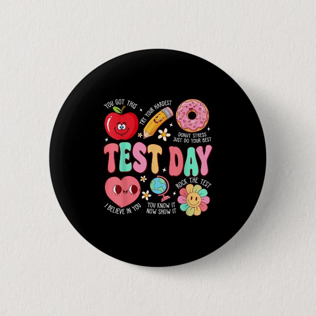 Testdag Rocka Testet Testdag Motiverande Te Knapp (Framsida)