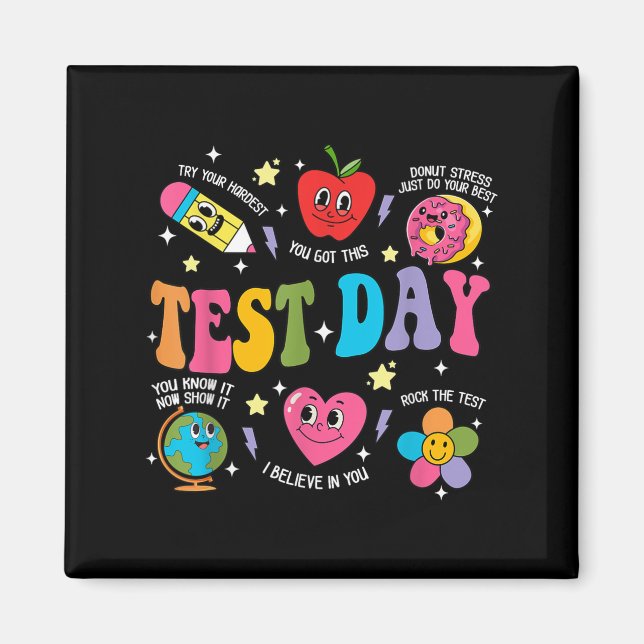 Testdag Rocka Testet Testdag Motiverande Te Magnet (Framsidan)