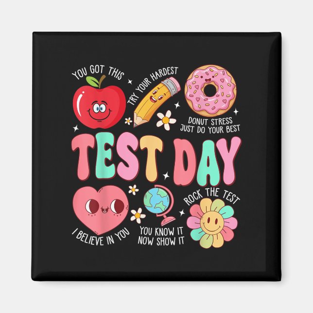 Testdag Rocka Testet Testdag Motiverande Te Magnet (Framsidan)