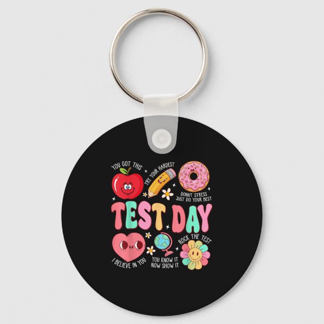 Testdag Rocka Testet Testdag Motiverande Te Nyckelring (Framsida)