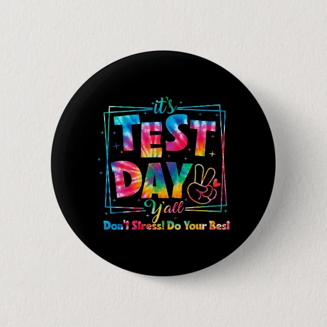 Testdag Y'all Tie Dye Funny Testing Day Teacher S Knapp (Framsida)