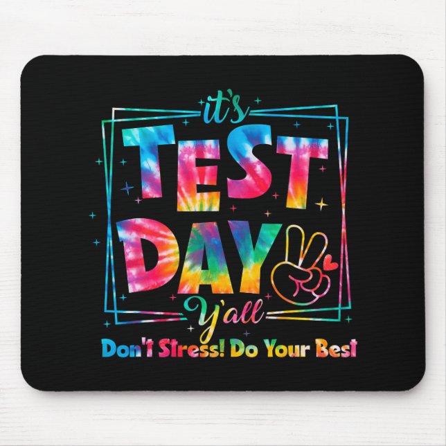 Testdag Y'all Tie Dye Funny Testing Day Teacher S Musmatta (Framsidan)