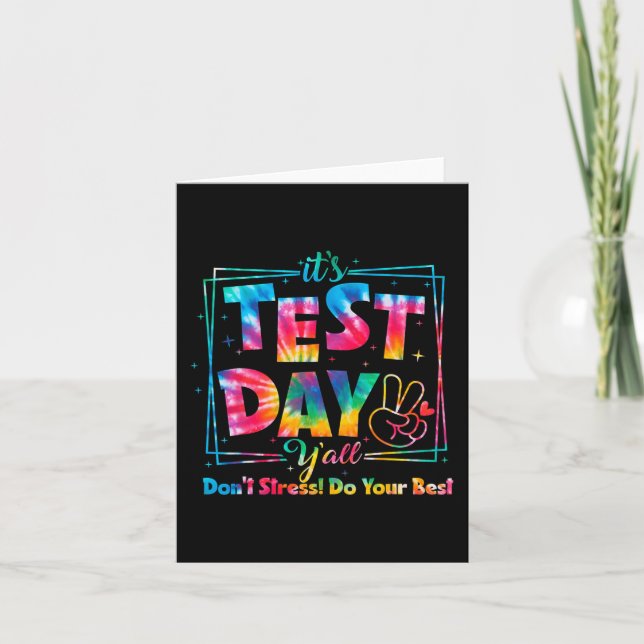 Testdag Y'all Tie Dye Rolig Testdag Lärare S Kort (Framsida)