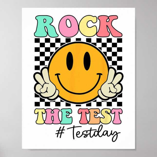 Testdagen för testning av retro Smile-läraren Kids Poster (Framsidan)