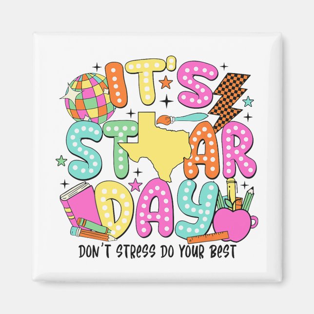 Testdagen Stressar inte din bästa testlärare Magnet (Framsidan)
