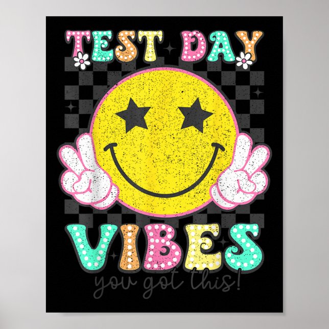 Testdagskänsla Du Klarar Det Retro Groovy Test D Poster (Framsidan)