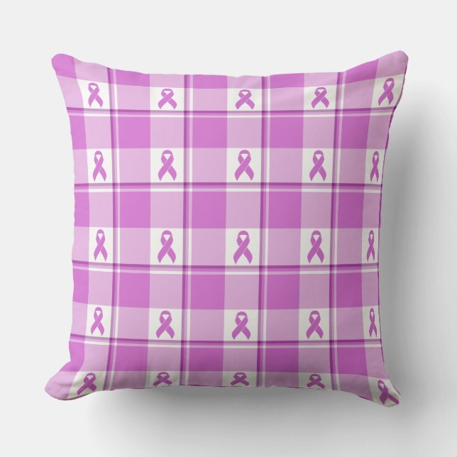 Testicular Cancer Awareness Plaid Purple Ribbon Kudde (Framsida)