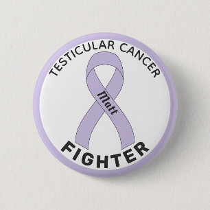 Testicular Cancer Fighter Ribbon White Button Knapp