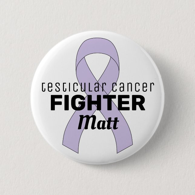 Testicular Cancer Ribbon White Button Knapp (Framsida)