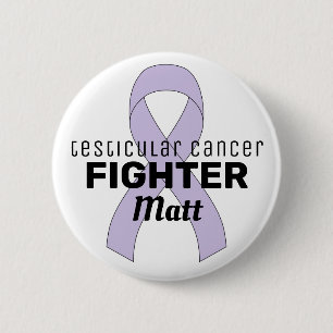 Testicular Cancer Ribbon White Button Knapp