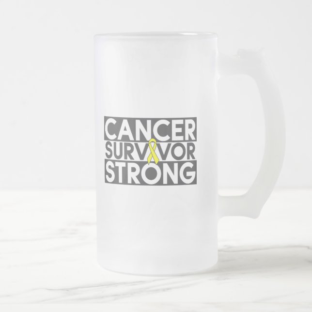 Testicular stark canceröverlevande frostat ölglas (Höger)