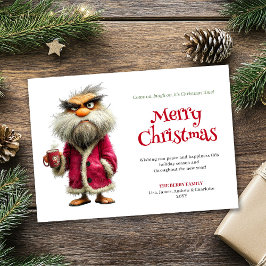 Testig Tomte anpassad tecknad julhälsningskort Julkort