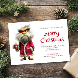 Testig Tomte anpassad tecknad julhälsningskort Julkort