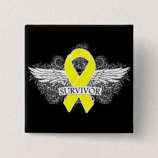 Testikulär cancer Winged SURVIVOR Ribbon Knapp