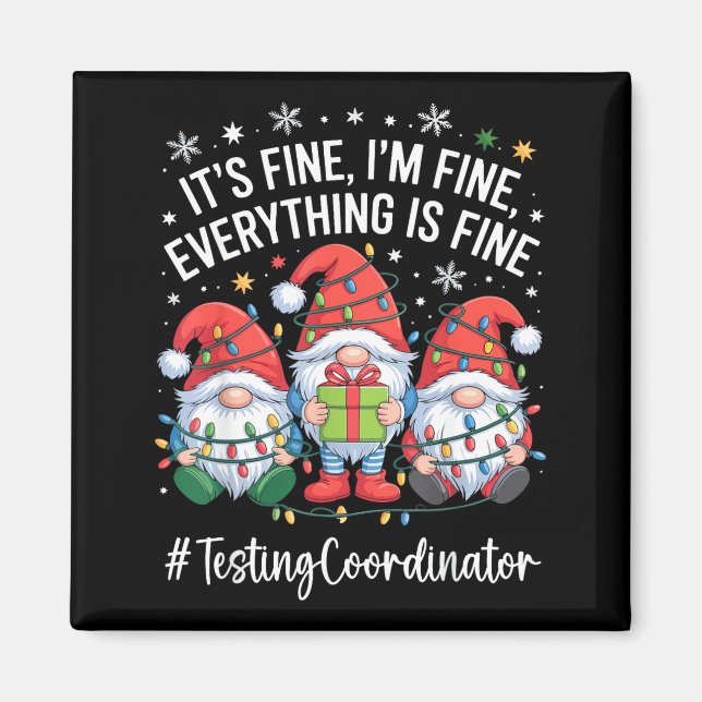 Testing Coordinator Gnome Everything Is Fine Funny Magnet (Framsidan)
