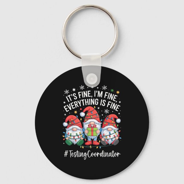 Testing Coordinator Gnome Everything Is Fine Funny Nyckelring (Framsida)