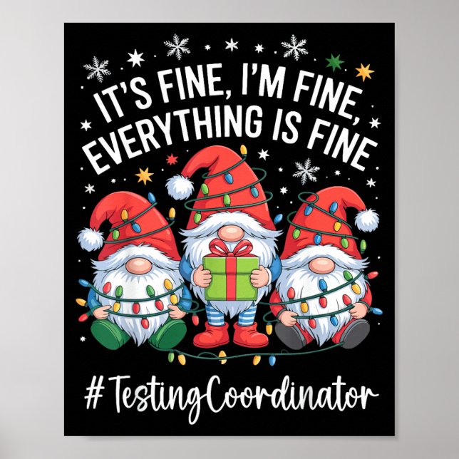 Testing Coordinator Gnome Everything Is Fine Funny Poster (Framsidan)