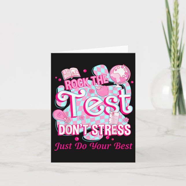 Testing Day Rock The Test Motivational For Teacher Kort (Framsida)