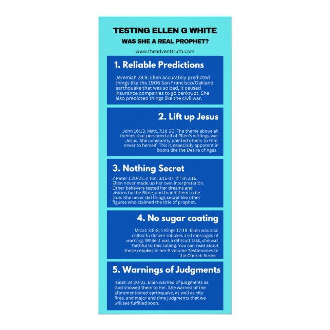 Testing Ellen G. White Reklamkort (Framsidan)