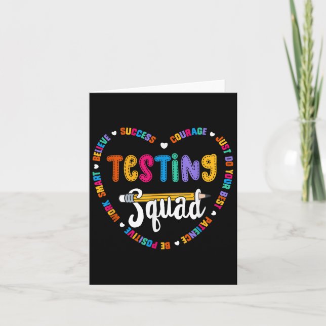 Testing Squad Motivational Test Day Words Heart Te Kort (Framsida)