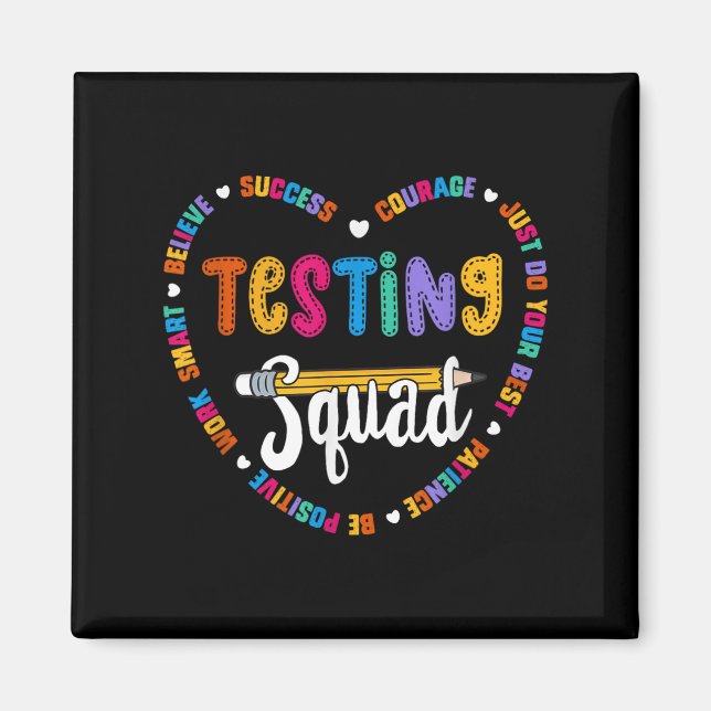 Testing Squad Motivational Test Day Words Heart Te Magnet (Framsidan)