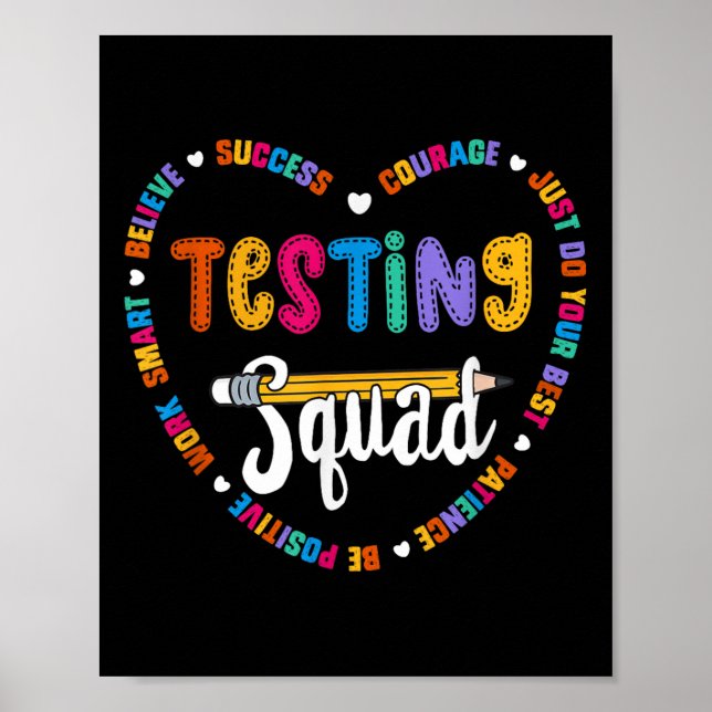 Testing Squad Motivational Test Day Words Heart Te Poster (Framsidan)