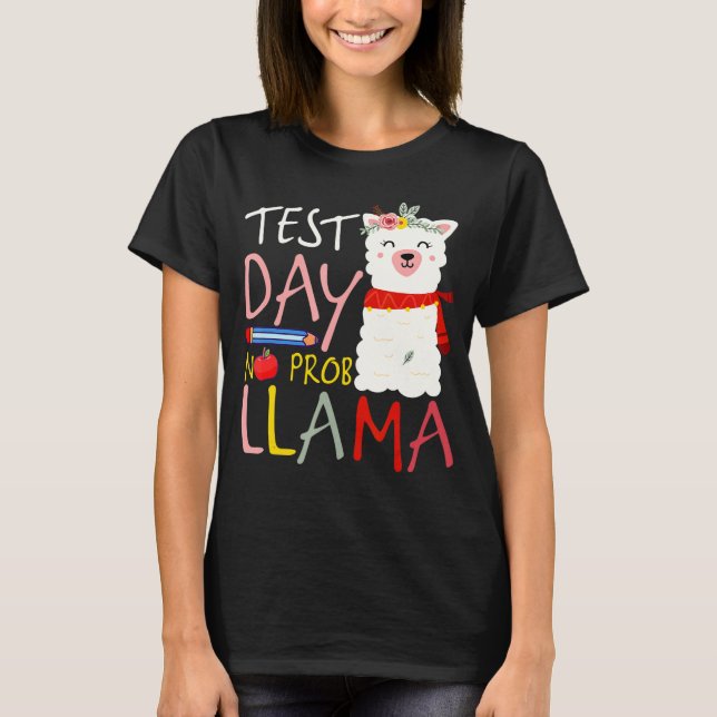 Testning Testdag Inget Prob Llama Lärare Professor T Shirt (Framsida)