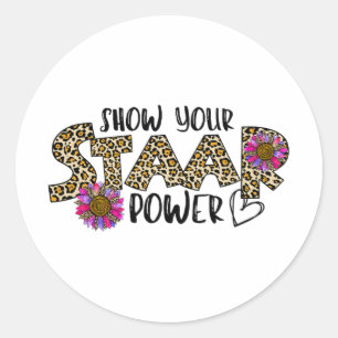 Testprov för testprov av Staar Power Leopard Teach Runt Klistermärke