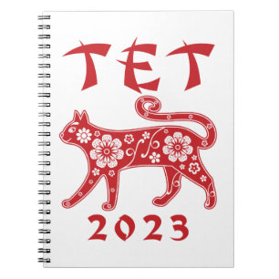 Tet 2023 Vietnams nya år för Katt Anteckningsbok