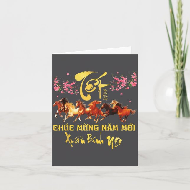 Tet 2026 Chuc Mung Nam Moi Horse Vietnamese Lunar  Kort (Framsida)