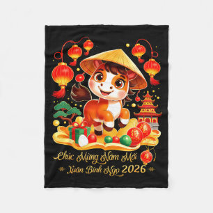 Tet Binh Ngo 2026 vietnamesiskt nyår Chuc Mung Na Fleecefilt