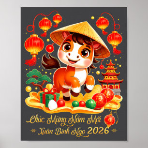 Tet Binh Ngo 2026 vietnamesiskt nyår Chuc Mung Na Poster