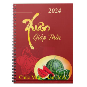Tet Chuc Mung Nam Moi Gott nytt år Xuan 2024 Anteckningsbok