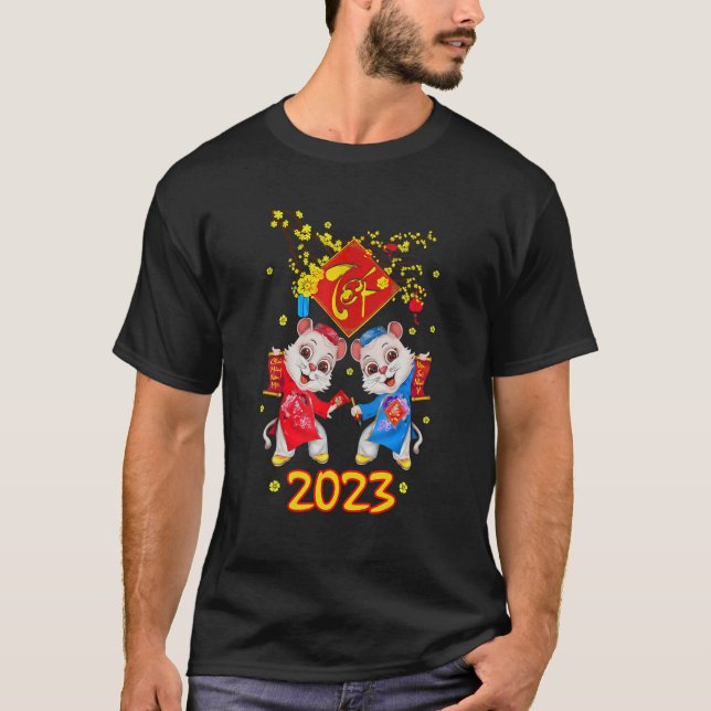 Tet-Dekorationer 2023 Vietnams nyårskatt T Shirt (Framsida)