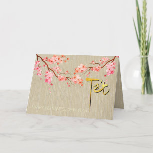 Tet Hoa Anh Dao Blommar Vietnamese New Year GC2a Helgkort