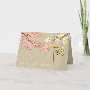 Tet Hoa Anh Dao Blommar Vietnamesisk nyårshandling Helgkort