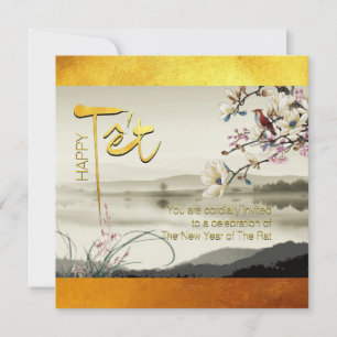 Tet Hoa Anh Dao Vietnamese New Year SFC-inbjudan Spara Datumet