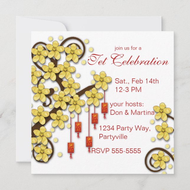 Tet Hoa Mai Inbjudningar (Framsida)